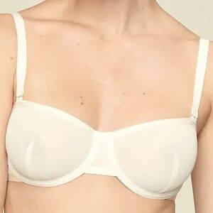Nwot CUUP The Balconette Mesh Bra Salt Ivory Off White Underwire Sheer NEW Gold